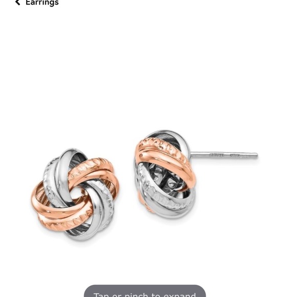 Sterling Silver Rose Rhodium Plated Earrings - Picture 6 of 7